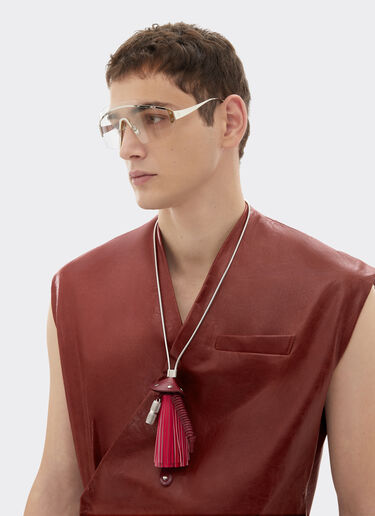 Metal and leather necklace Ferrari Metal and leather necklace Rosso Magma 51084f