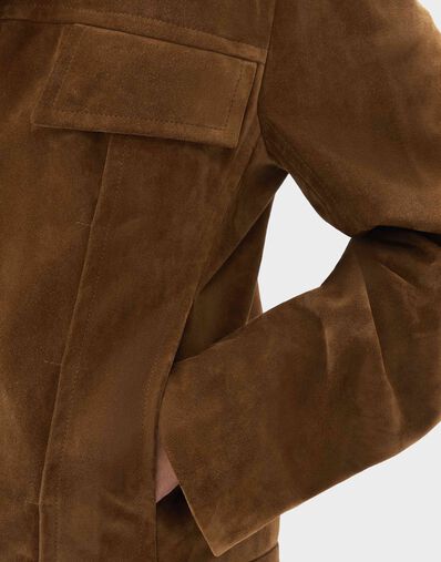 Ferrari Suede Biker Jacket with Prancing Horse Caffè CLMOU0015LCK0003f