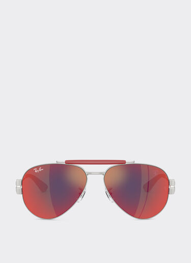 Ferrari Ray-Ban for Scuderia Ferrari RB3762M in silver-tone metal with blue/red mirror dark grey lenses Silver LA017f
