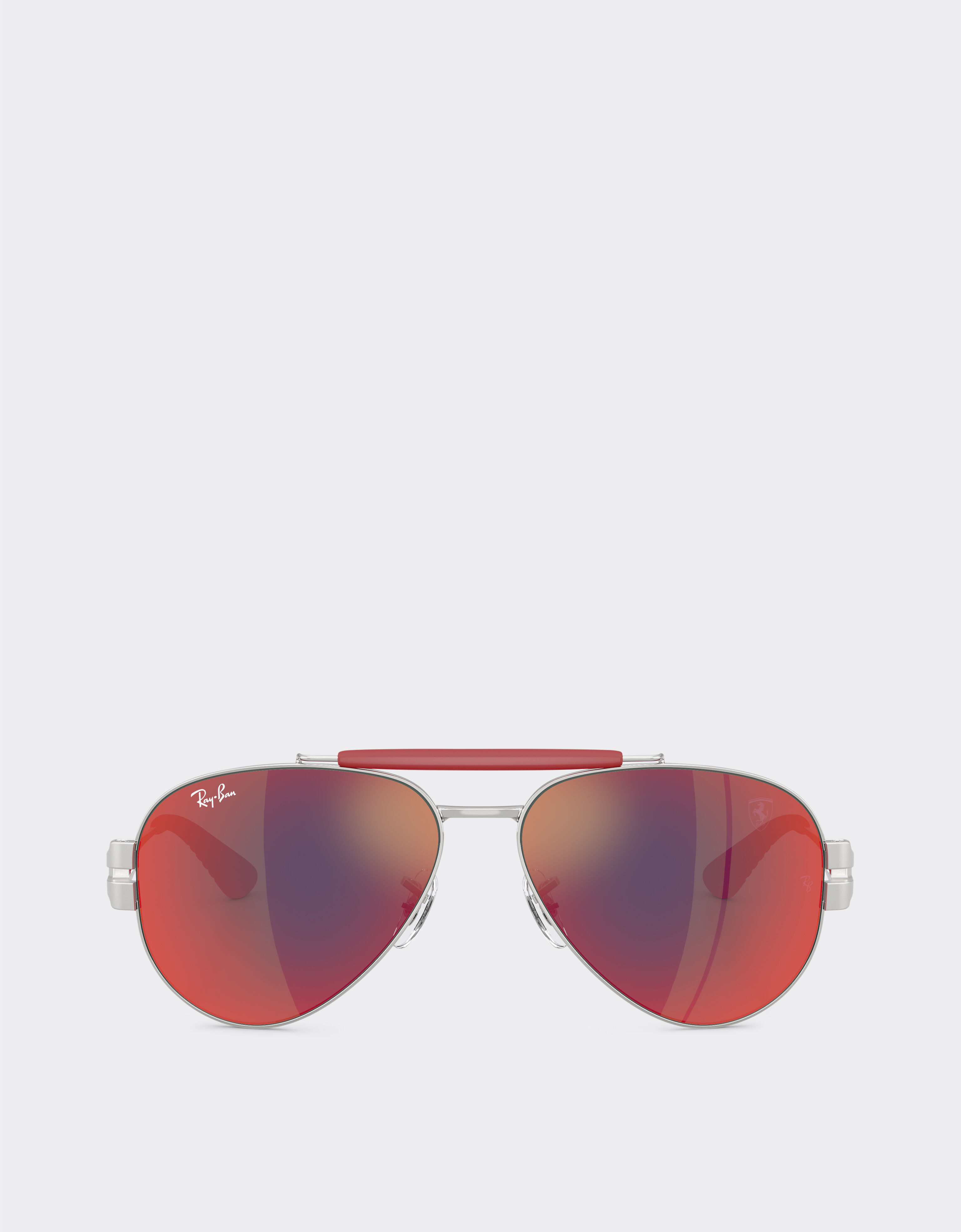 Ferrari Ray-Ban for Scuderia Ferrari RB3762M in silver-tone metal with blue/red mirror dark grey lenses Silver LA017f
