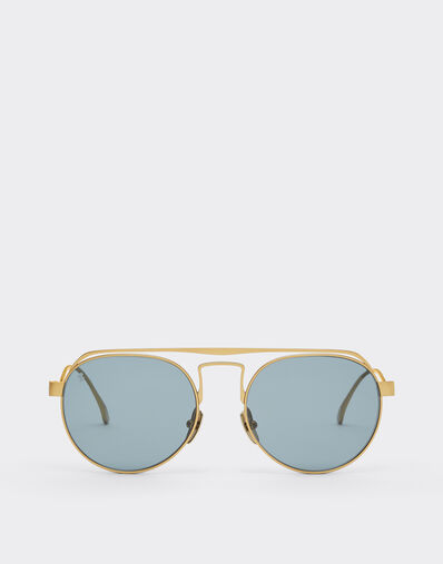 Ferrari Ferrari sunglasses in matte gold titanium with blue lenses Gold LA0EOf