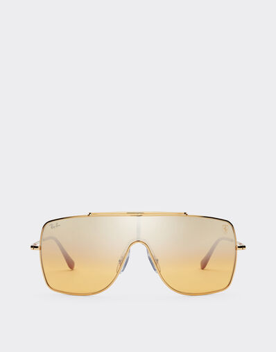 Ferrari Ray-Ban for Scuderia Ferrari RB3697MF in gold-tone metal with silver mirror orange gradient lens Black LA01Kf