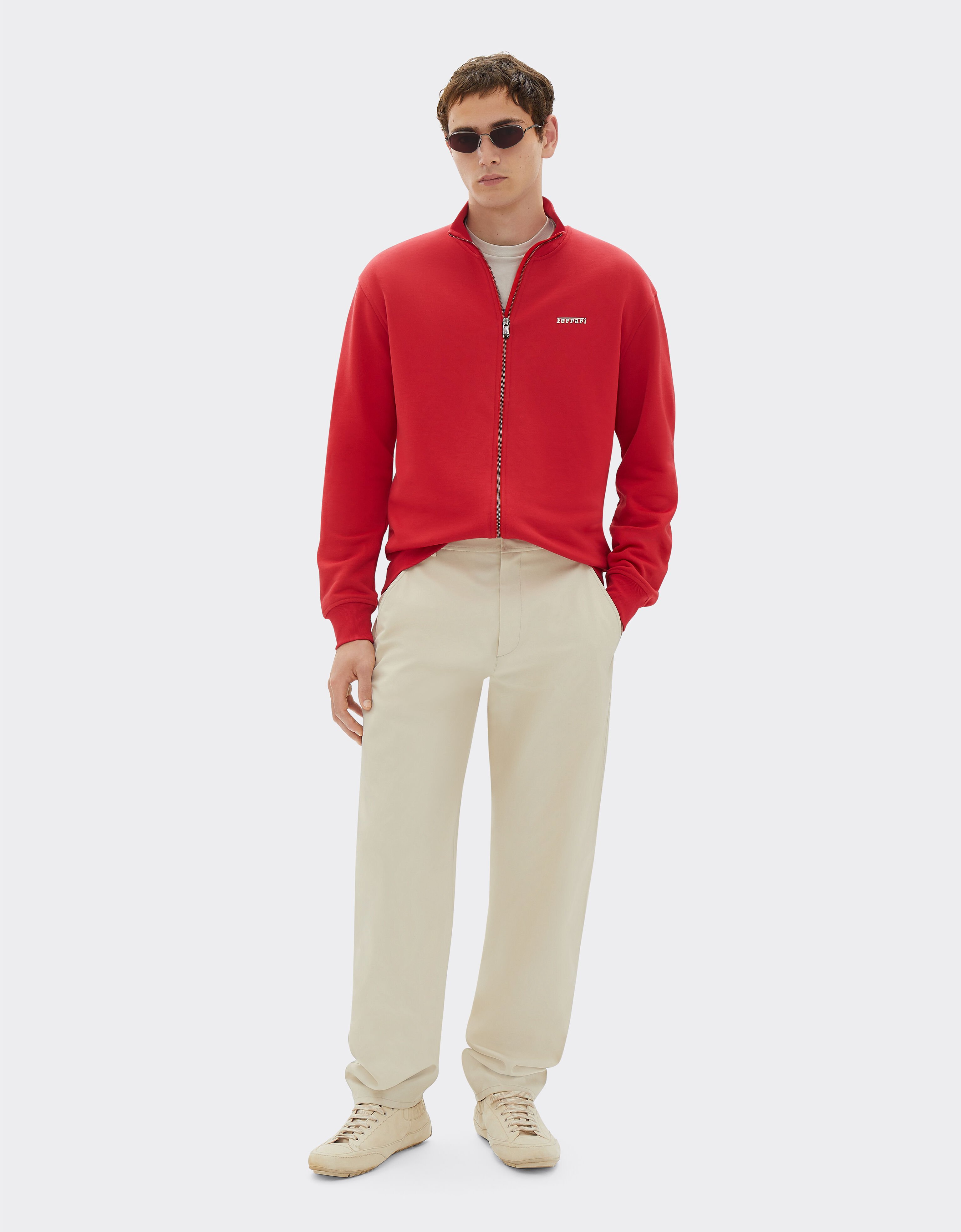 Ferrari Sweater in technical fabric with zip Racing red 21192f