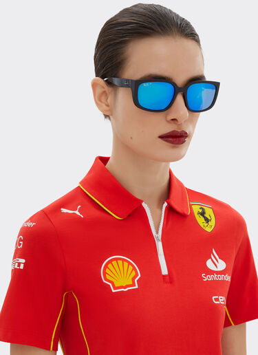 Ferrari Ray-Ban für Scuderia Ferrari RB4443M in schwarzem PEEK mit grün verspiegelten, blau polarisierten Gläsern Mattschwarz F1517f