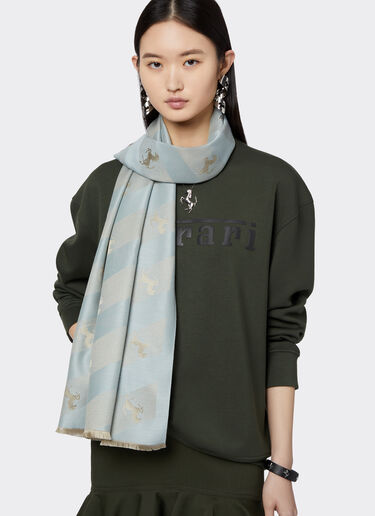 Ferrari Wool and silk scarf with Prancing Horse motif Azure 47072f