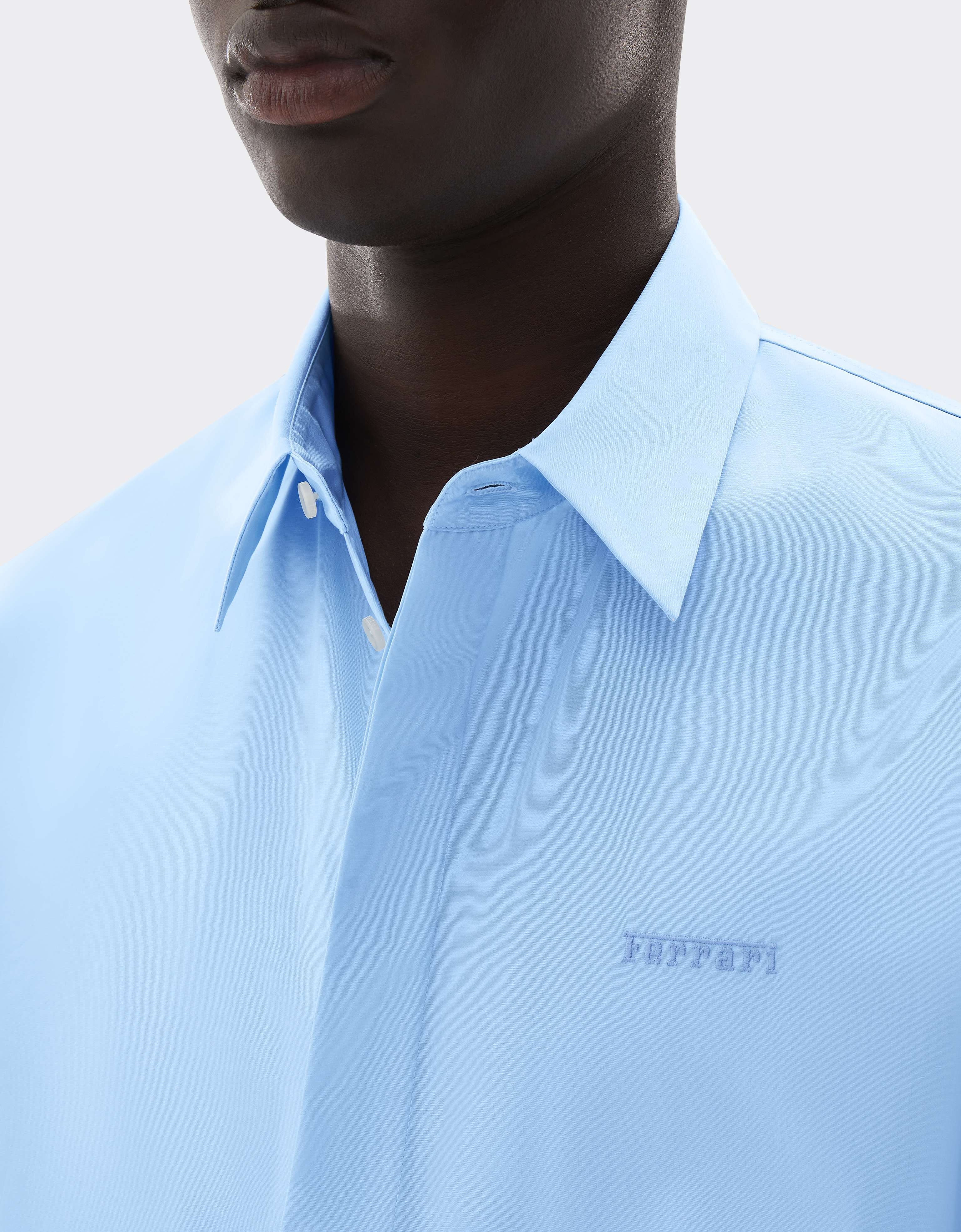 Embroidered Cotton Poplin Shirt Ferrari Embroidered Cotton Poplin Shirt Powder Blue CWMSH0021WCO0035f