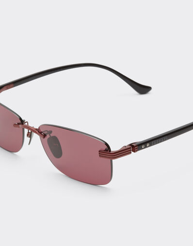 Ferrari Sunglasses in  shiny red titanium  and acetate with exclusive Ferrari Contrast Pro™ burgundy lenses Rosso Scuro LA0L8f