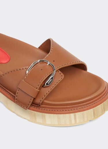 Ferrari Leather sliders with wooden sole Hide 22315f