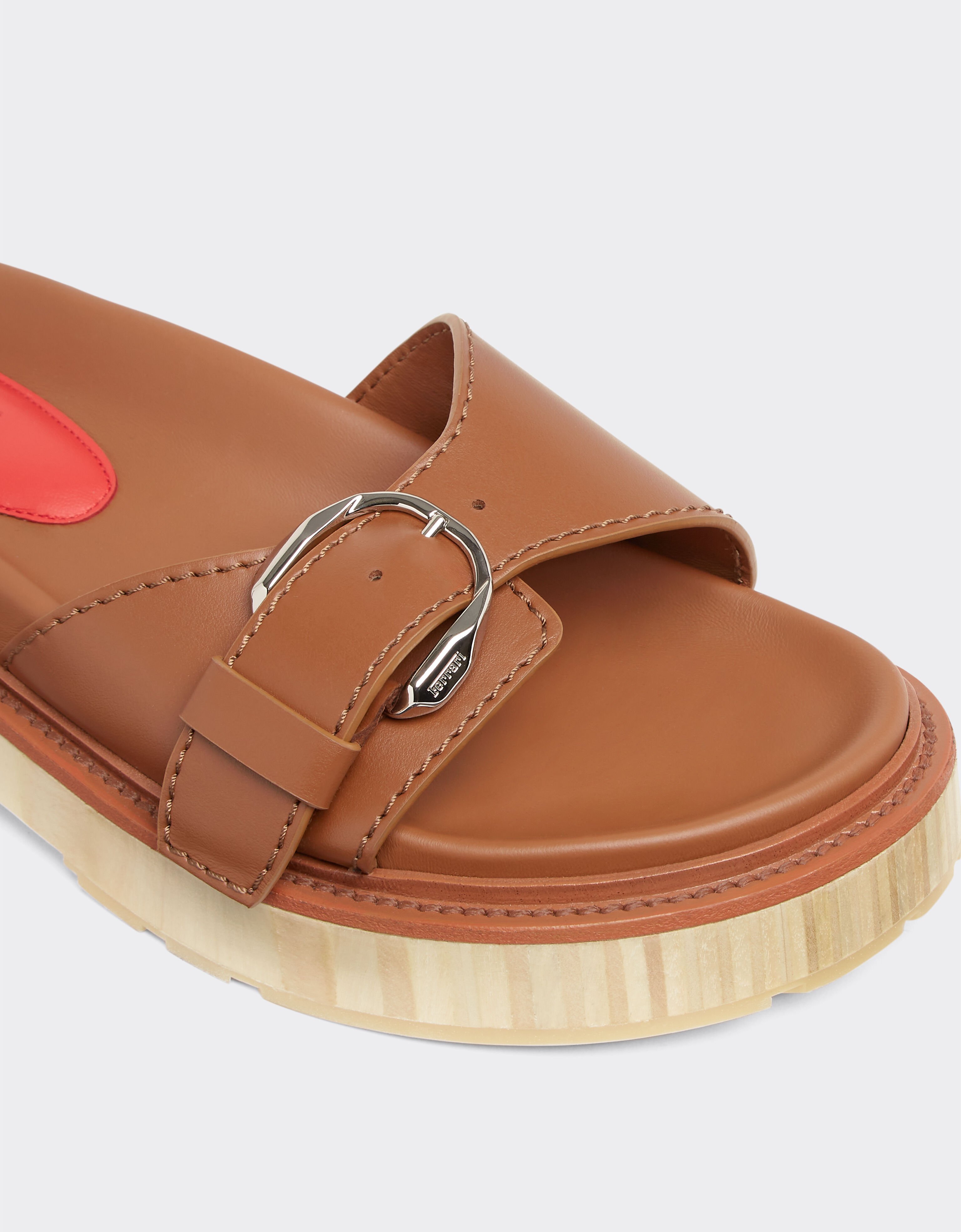 Ferrari Leather sliders with wooden sole Hide 22315f