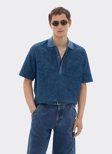 Polo shirt in terry jacquard with Cavallino Dots pattern Ferrari Polo shirt in terry jacquard with Cavallino Dots pattern Steel Blue 22476f