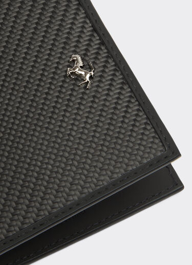Ferrari Horizontal leather and carbon fiber wallet Black 20626f