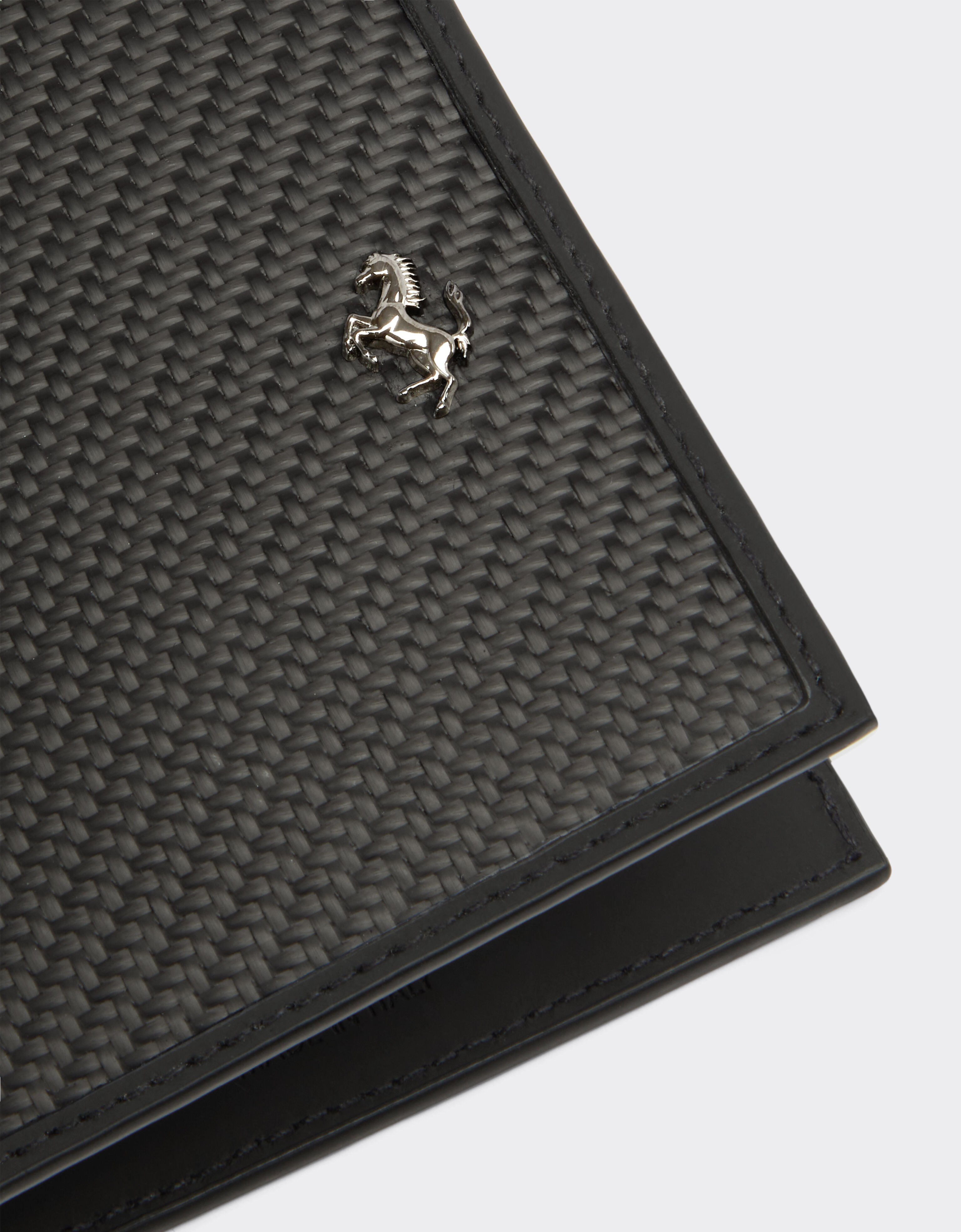 Ferrari Horizontal leather and carbon fiber wallet Black 20626f