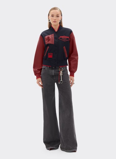 Ferrari Bomber jacket in Q-Cycle® nylon and leather Navy 50890f