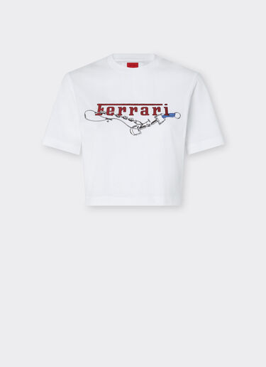 Ferrari Cotton T-shirt with embroidered Ferrari logo Optical White 50844f