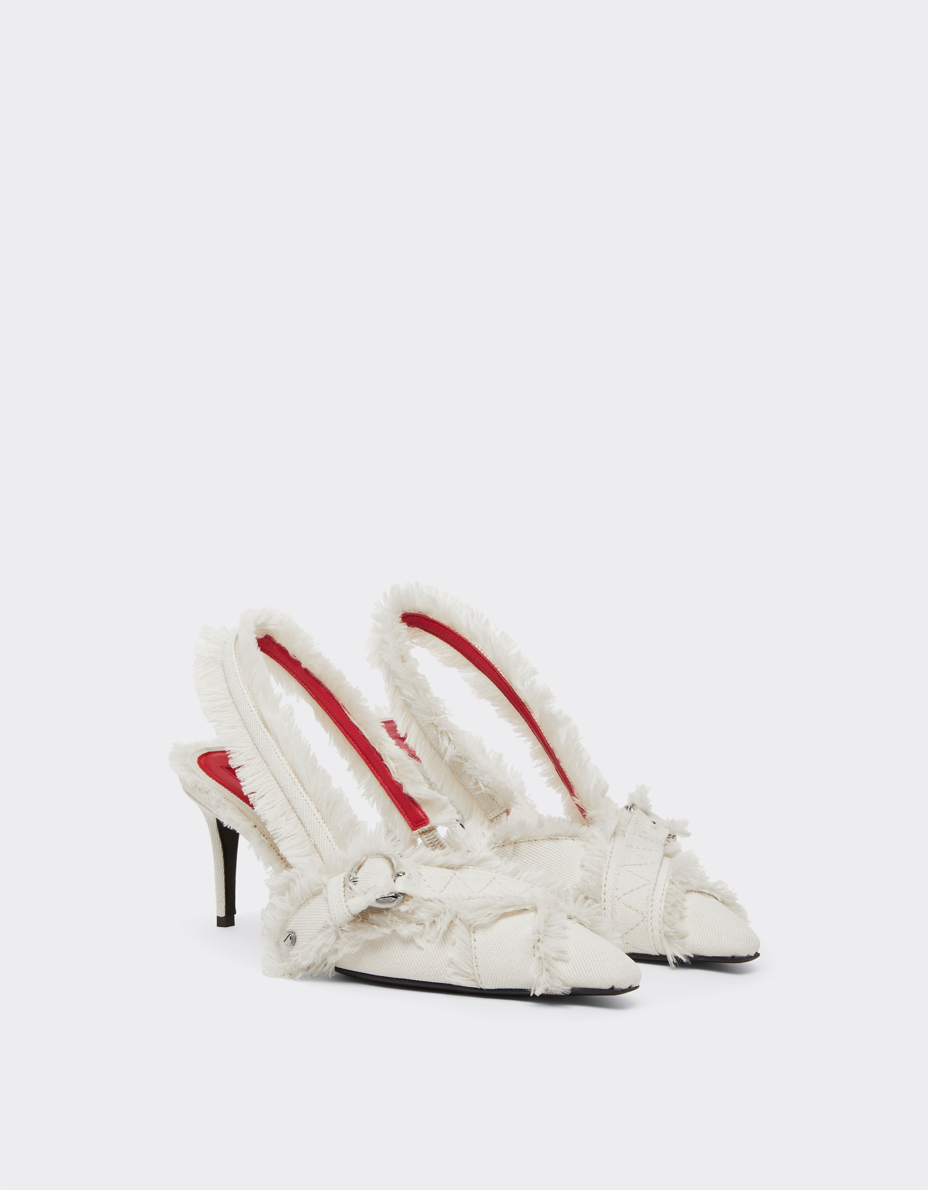 Ferrari Escarpins à bride arrière en toile Avorio 50886f