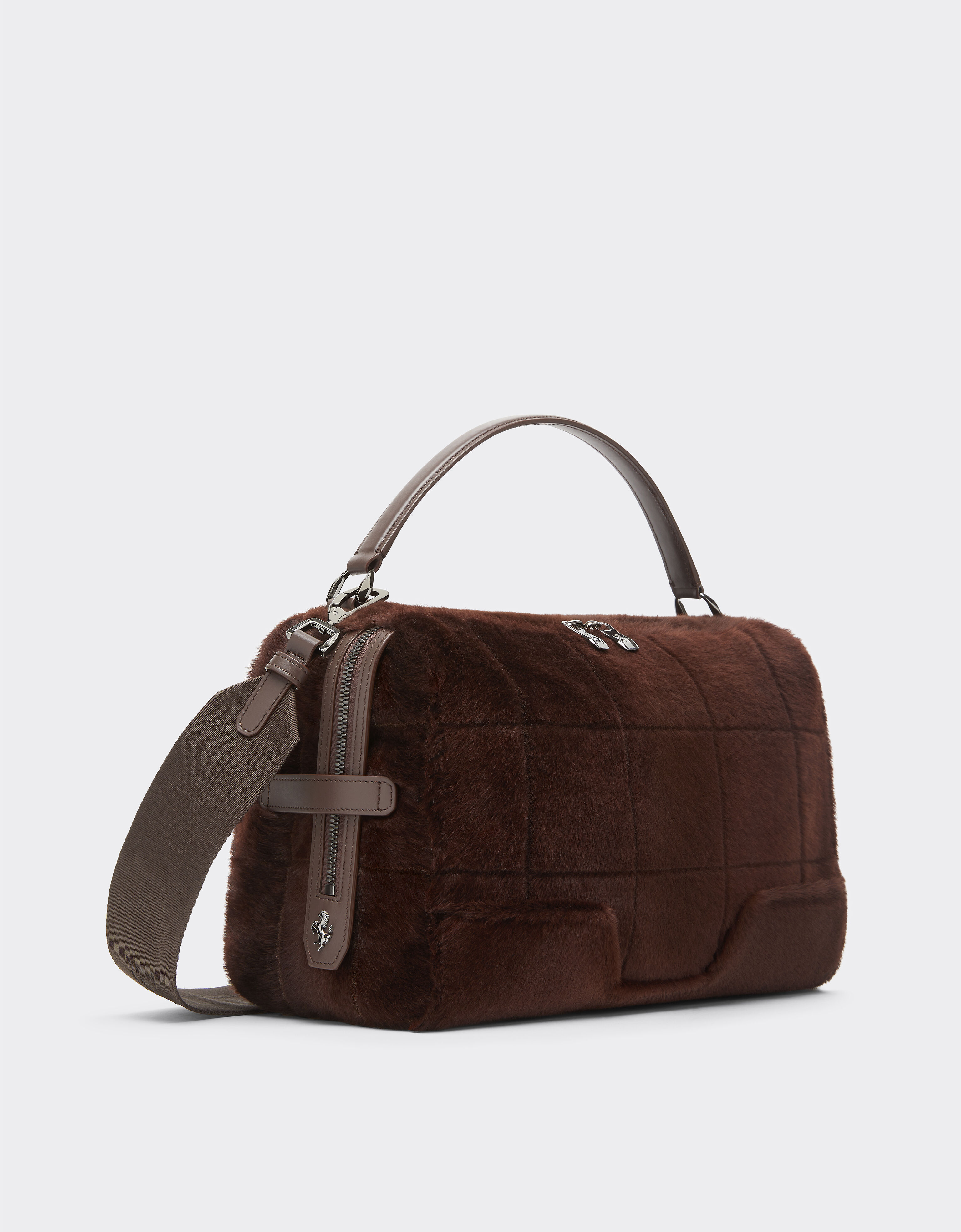 Ferrari Ferrari GT Soft Umhängetasche aus Shearling Espresso 49132f