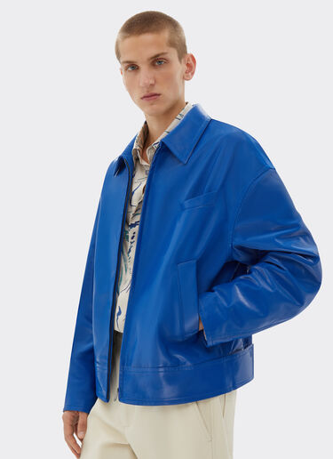 Ferrari Bomber jacket in liquid leather Klein Blue 21882f
