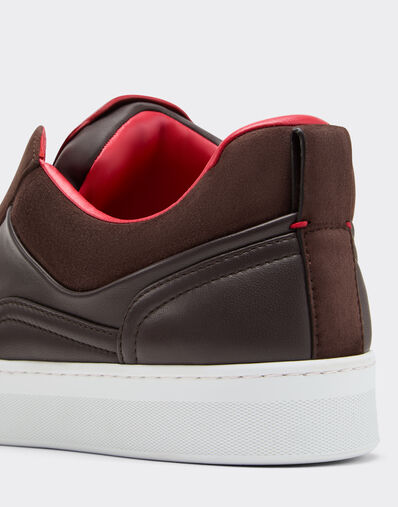 Ferrari Sneaker de piel de napa y ante Espresso 22828f