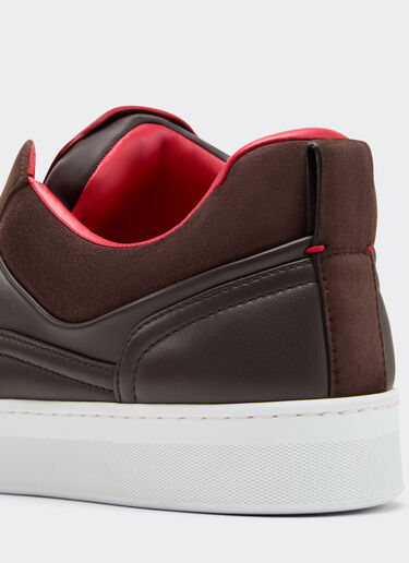 Ferrari Chaussure à enfiler en cuir nappa et daim Espresso 22828f