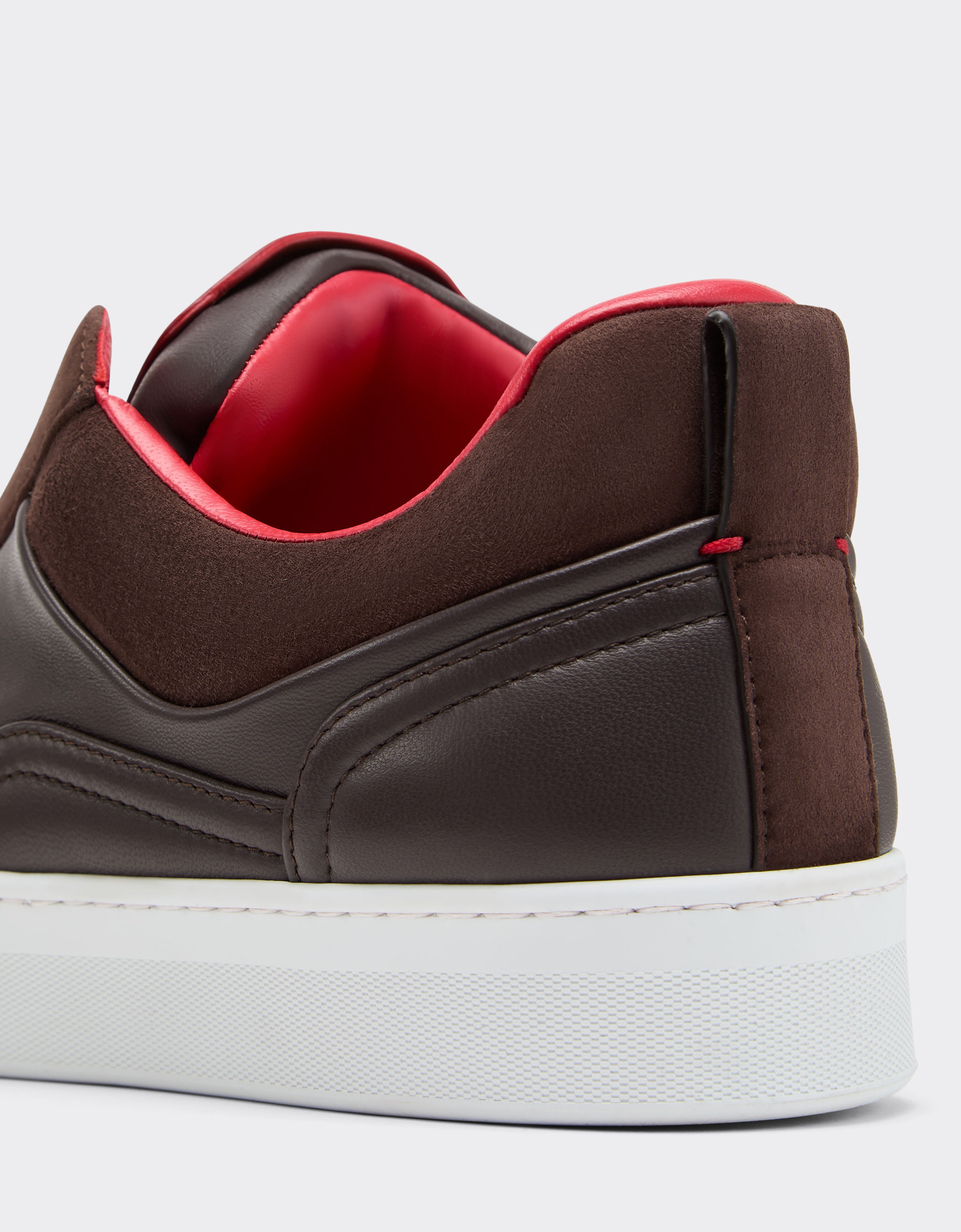 Ferrari Chaussure à enfiler en cuir nappa et daim Espresso 22828f