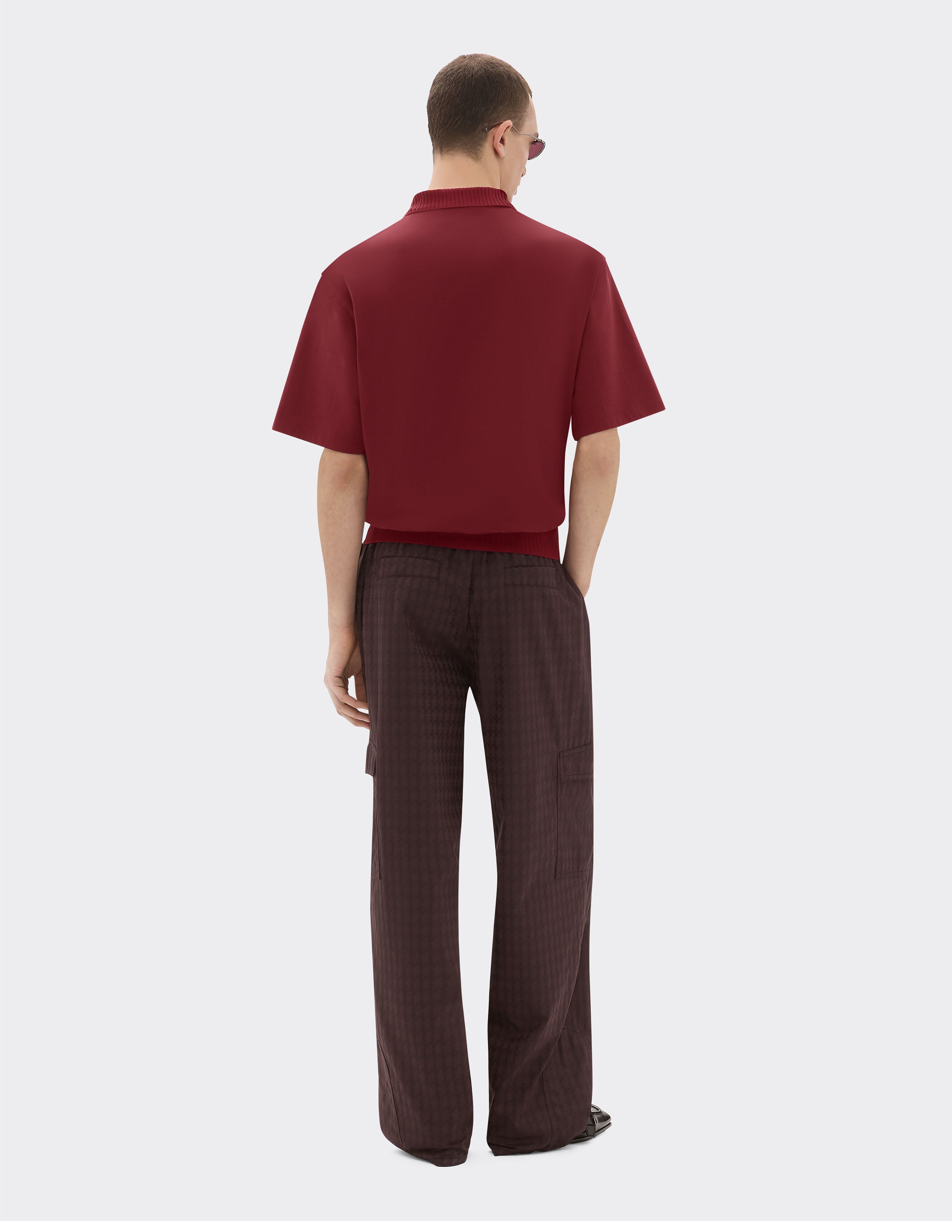 Ferrari Cotton polo shirt with 7X7 check motif Mahogany 22515f