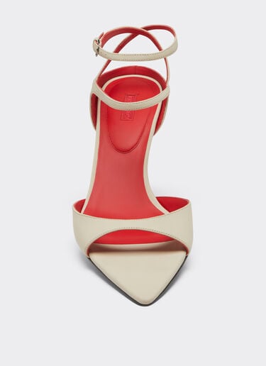 Ferrari Slingback-Sandale aus gummiertem Leder Ecru 22008f