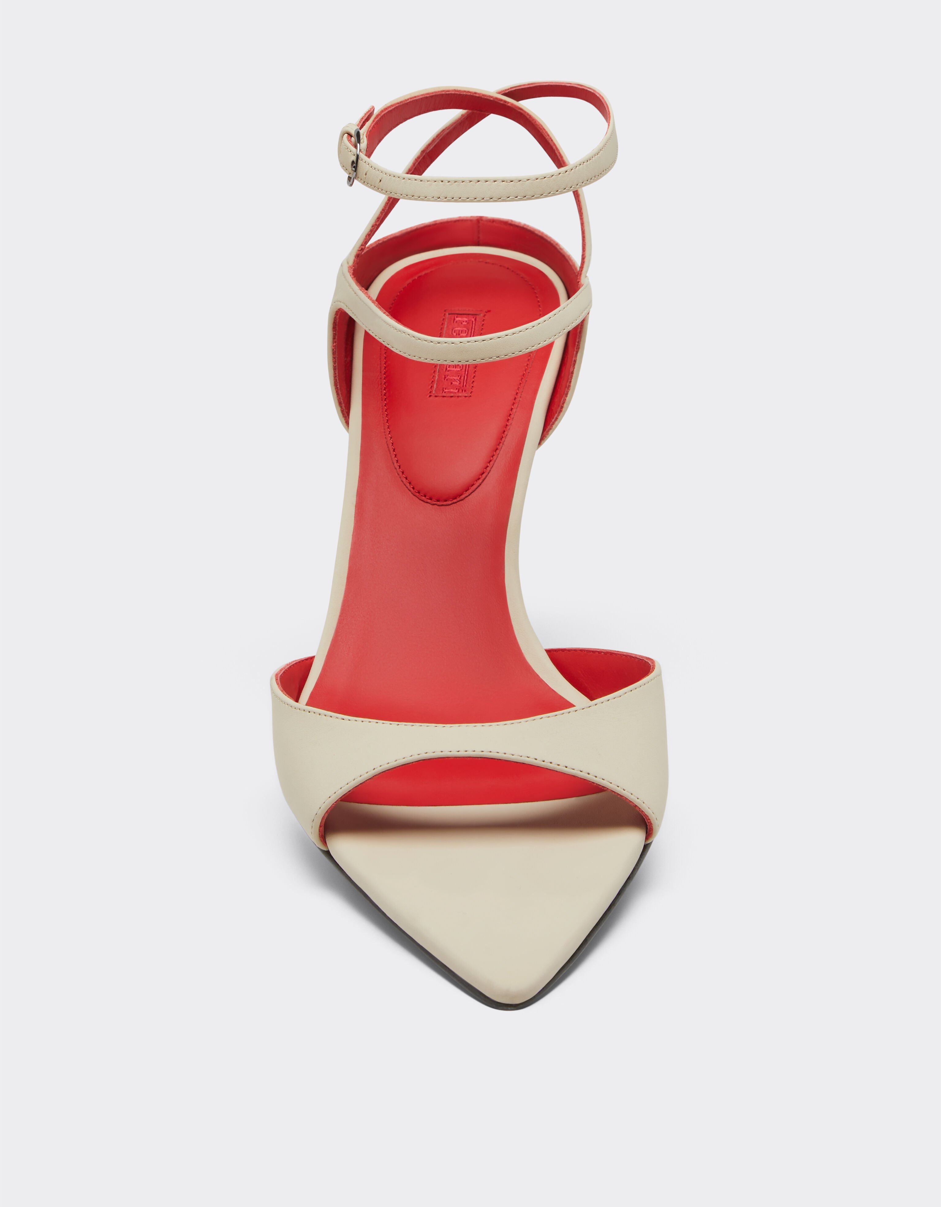 Ferrari Slingback-Sandale aus gummiertem Leder Ecru 22008f