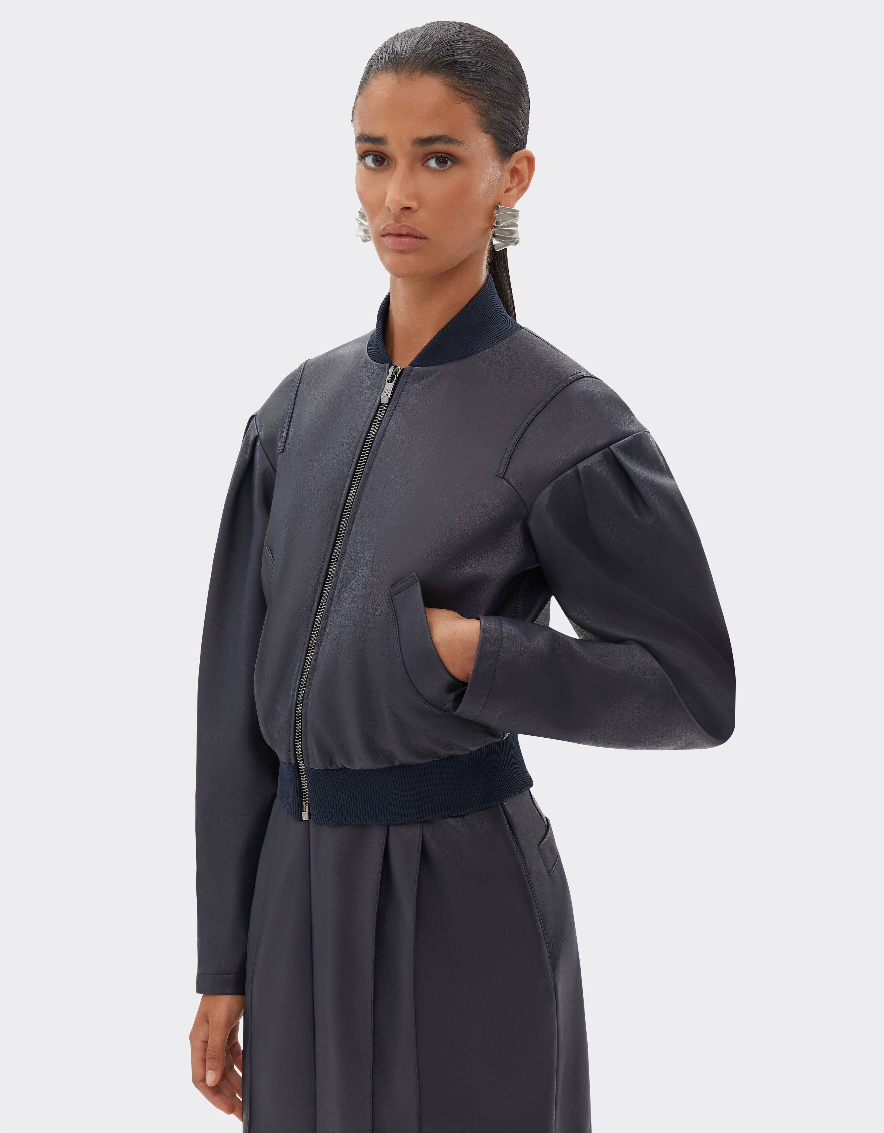 Ferrari Bomber jacket in nappa leather Navy 21887f