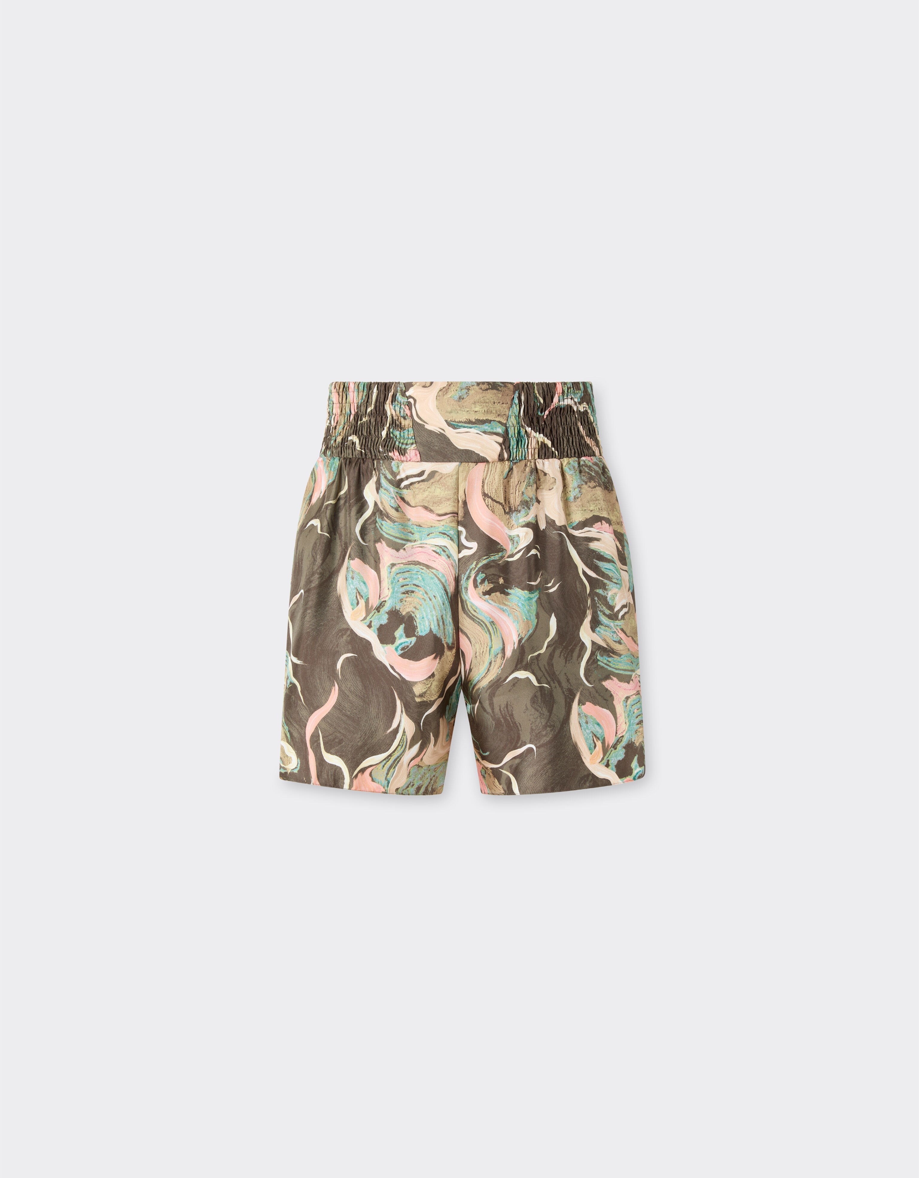 Silk shorts with Marble Horse print Ferrari Silk shorts with Marble Horse print Khaki Green 50073f