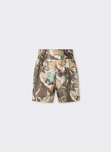 Silk shorts with Marble Horse print Ferrari Silk shorts with Marble Horse print Khaki Green 50073f