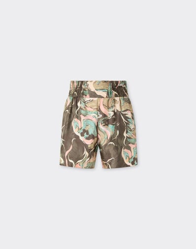 Silk shorts with Marble Horse print Ferrari Silk shorts with Marble Horse print Khaki Green 50073f