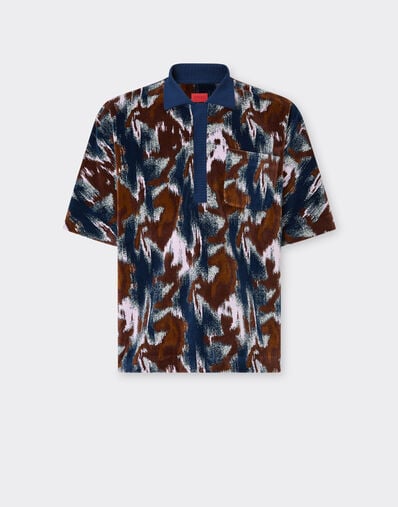 Ferrari Chenille polo shirt with Cavallino Ikat pattern Peacock 49272f