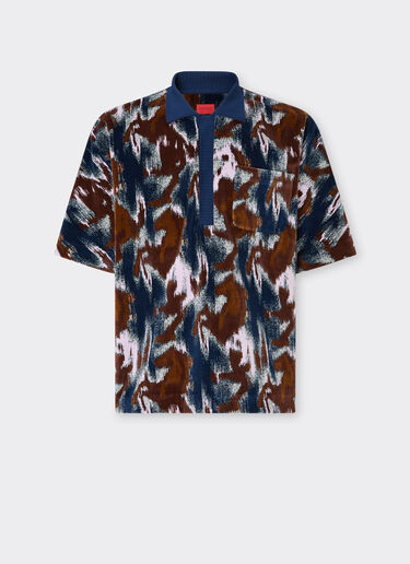 Ferrari Chenille polo shirt with Cavallino Ikat pattern Peacock 49272f