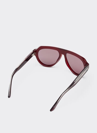 Ferrari Lunettes de soleil Ferrari en acétate rouge opale avec verres polarisés violets miroir or Rouge foncé LA0EVf
