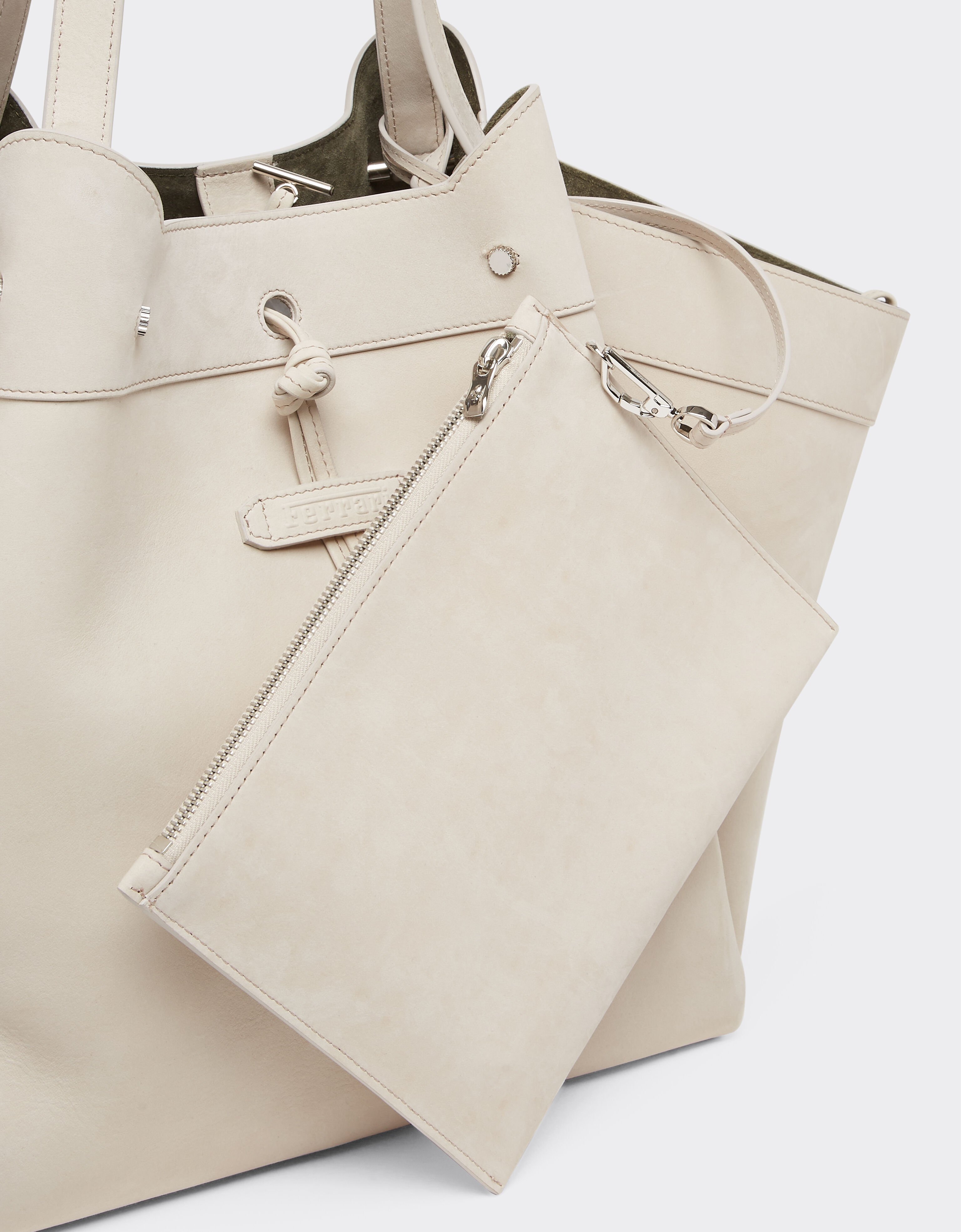 Ferrari Large tote bag in nubuck leather Ecru 22298f
