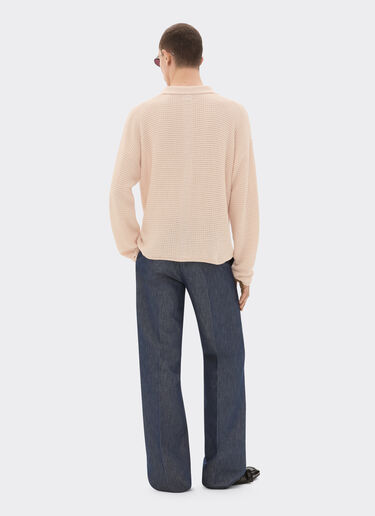 Cotton and linen long-sleeved polo shirt with link pattern Ferrari Cotton and linen long-sleeved polo shirt with link pattern Nude 22667f