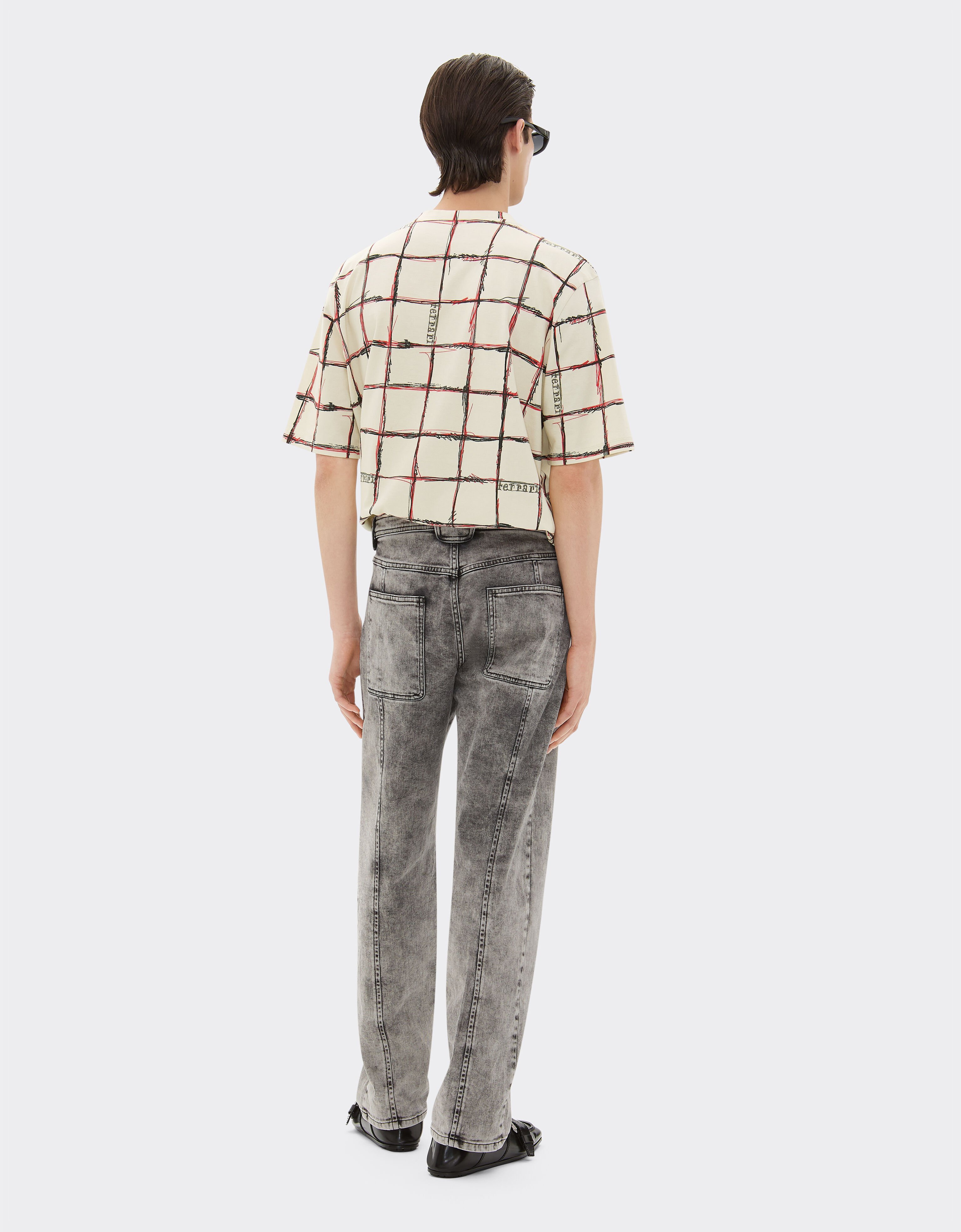Ferrari Cotton T-shirt with check print Ecru 22056f