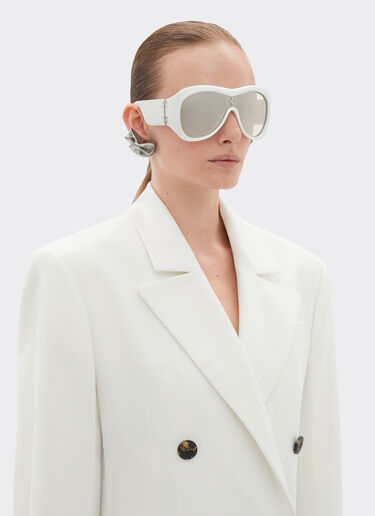 Ferrari Limited Edition Ferrari white leather covered sunglasses with silver mirror lens Optical White F1246f