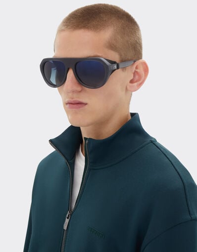 Ferrari Ferrari matt grey sunglasses with leather details and polarised lenses Ingrid F1255f
