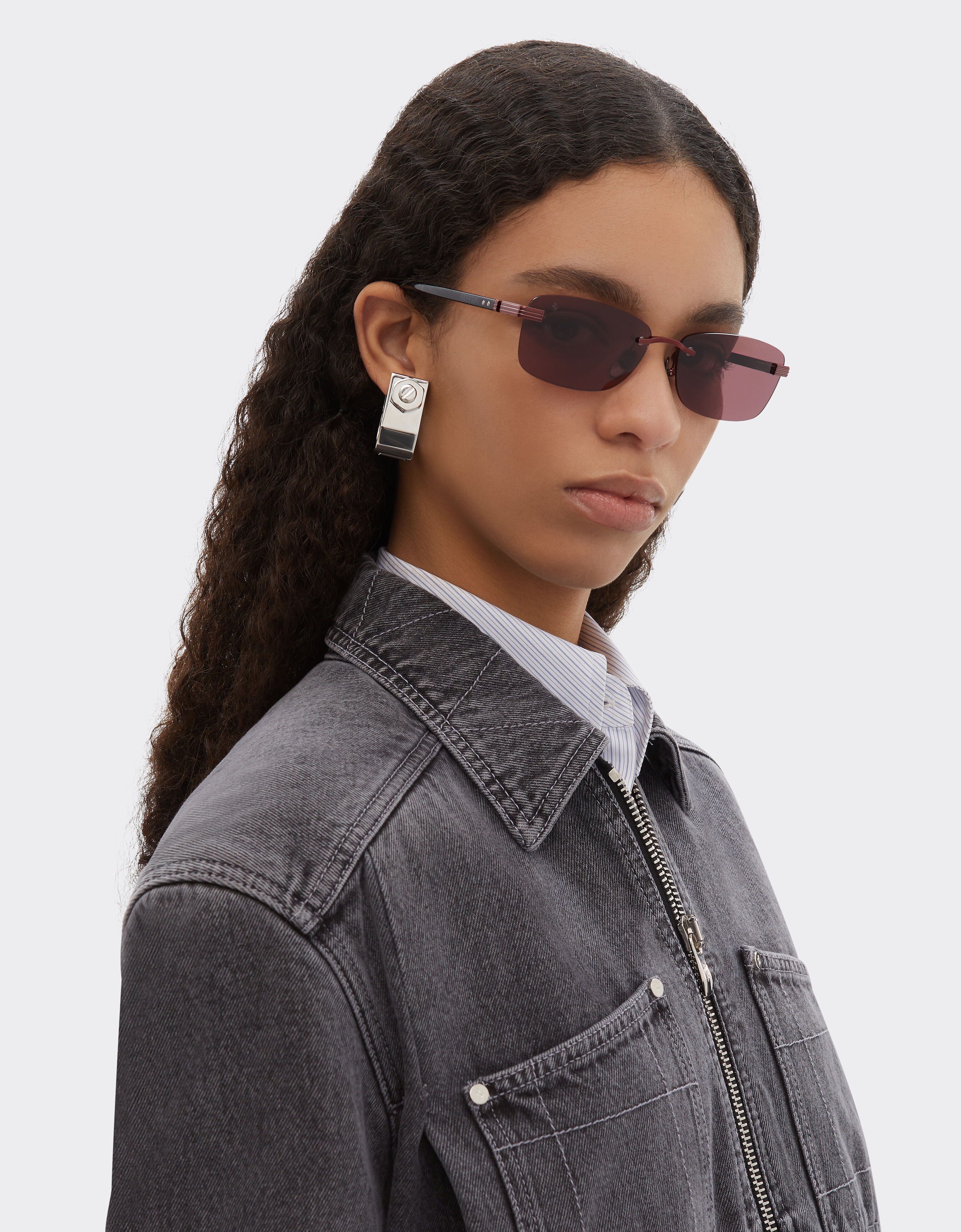 Ferrari Sunglasses in  shiny red titanium  and acetate with exclusive Ferrari Contrast Pro™ burgundy lenses Rosso Scuro LA0L8f