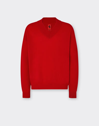Ferrari Cashmere sweater with V-neck Rosso Dino 21651f