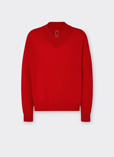 Ferrari Cashmere sweater with V-neck Rosso Dino 21651f