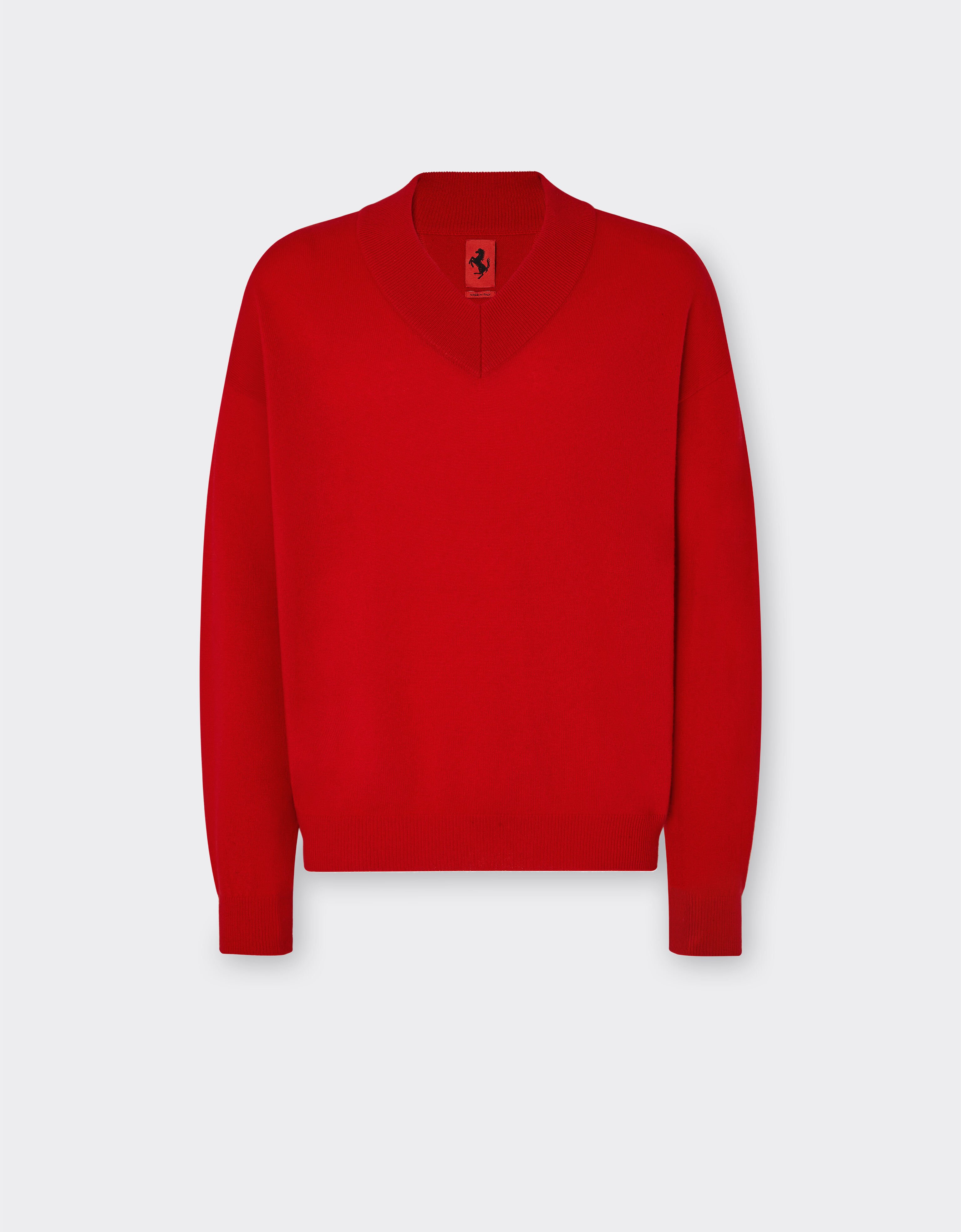 Ferrari Cashmere sweater with V-neck Rosso Dino 21651f