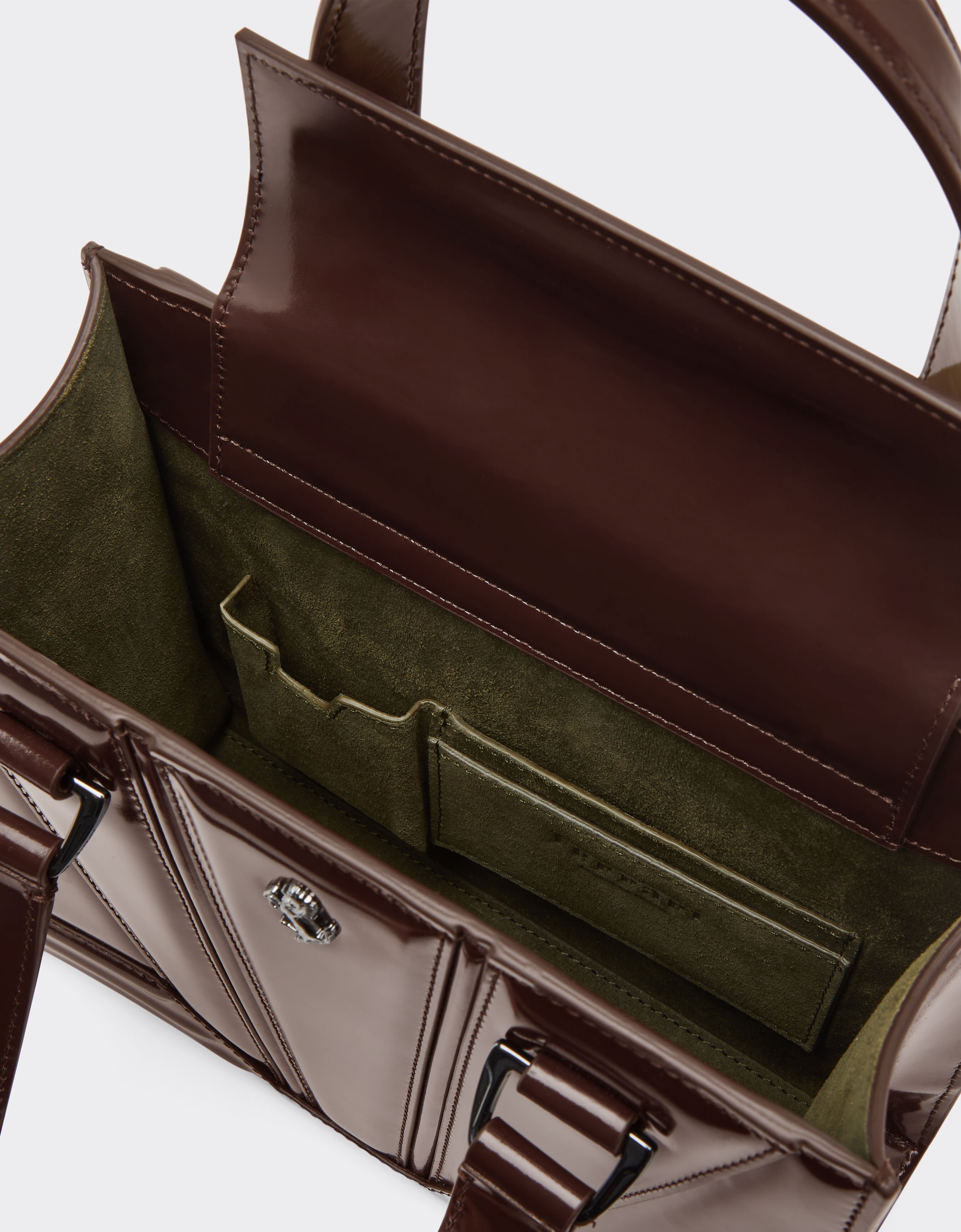Ferrari Ferrari GT mini tote bag in glossy leather Espresso 49122f
