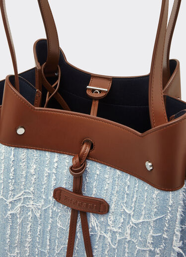 Ferrari Large tote bag in denim and leather Denim Blue 22273f