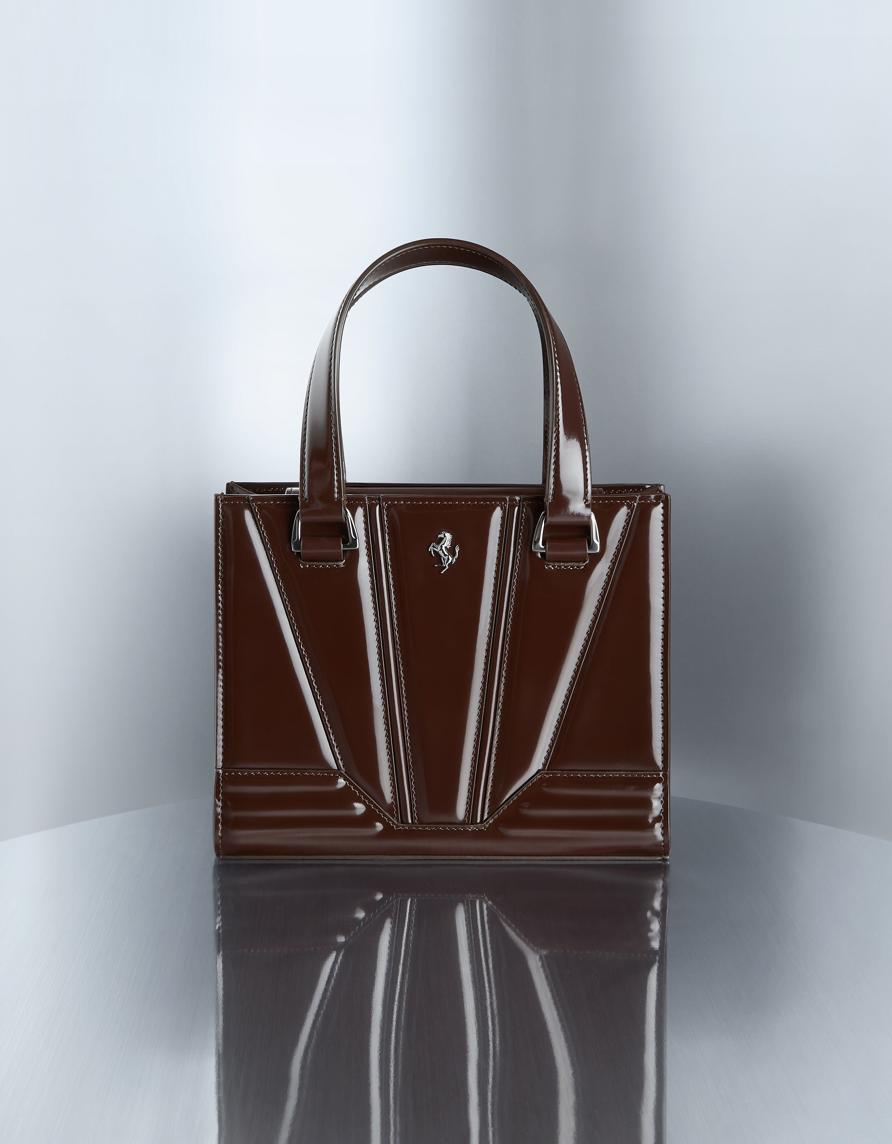 Ferrari GT mini tote bag in glossy leather Ferrari Ferrari GT mini tote bag in glossy leather Espresso 49122f