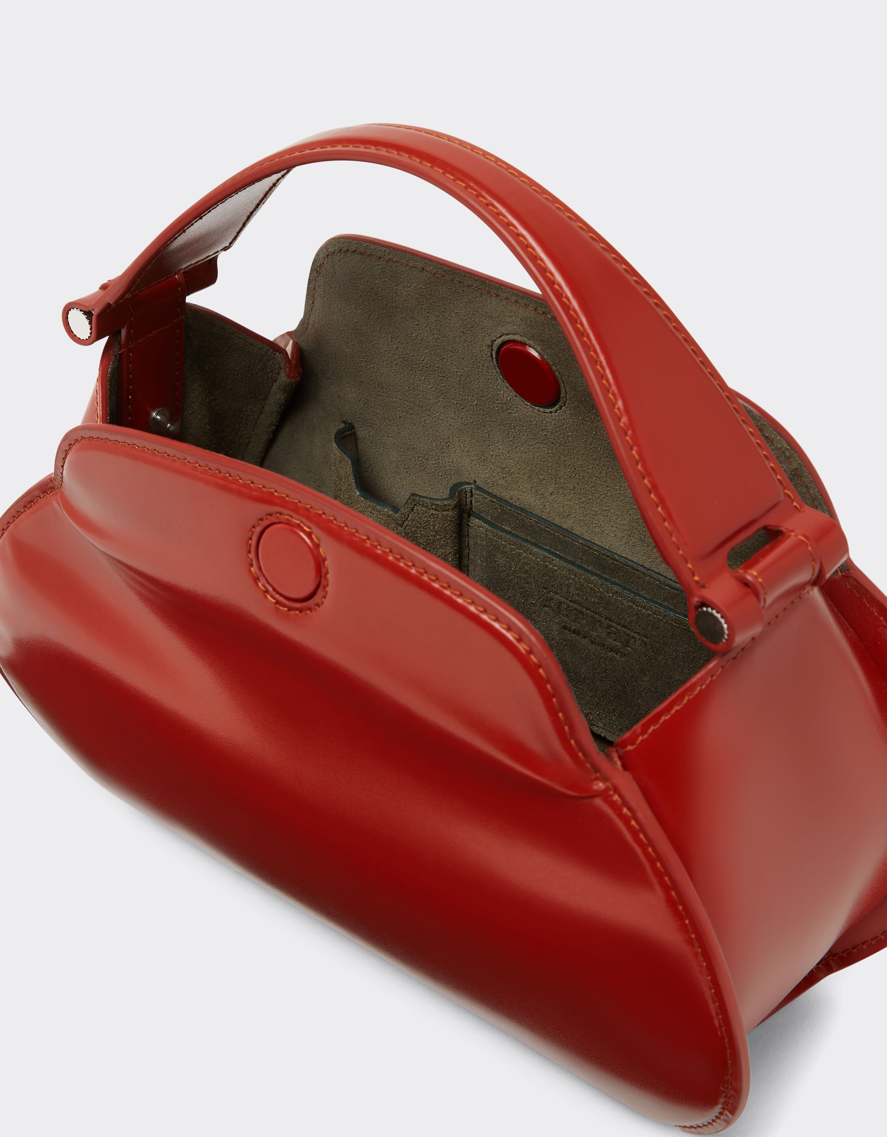 Ferrari Borsa Ferrari Dino con tracolla in pelle lucida Rosso Maison 22665f