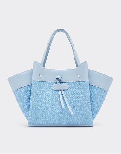 Ferrari Small Ferrari raffia and leather tote bag Steel Blue 49111f