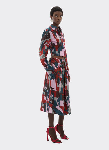 Silk shirt with color block Cavallino print Ferrari Silk shirt with color block Cavallino print Peacock 22627f