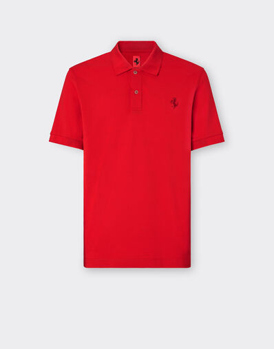 Ferrari Organic cotton piqué polo shirt with Prancing Horse Klein Blue 21819f